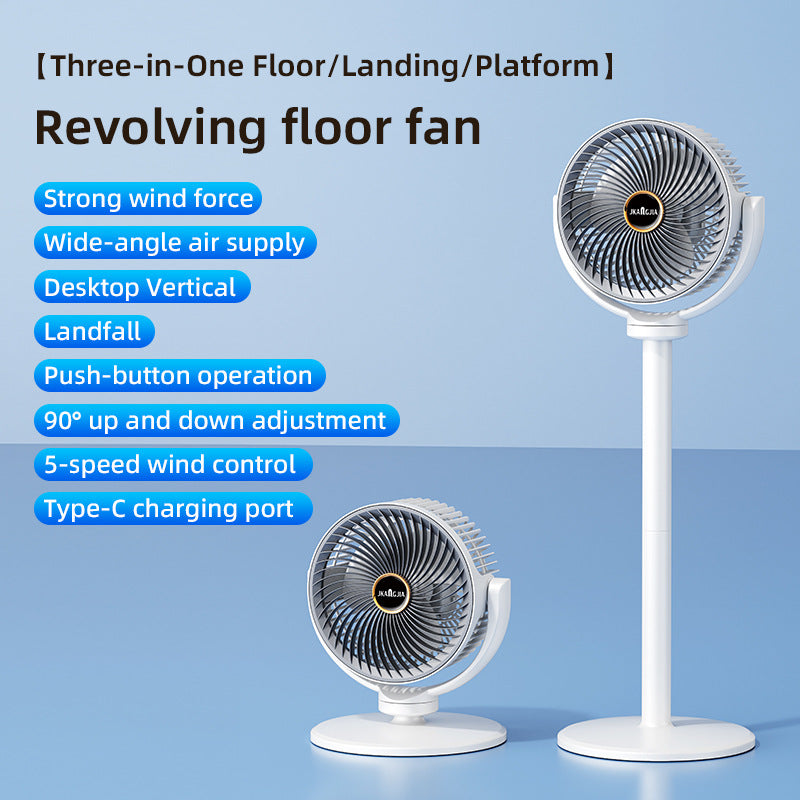 Portable Rechargeable Oscillating Desktop And Floor-standing Fan For Home Use