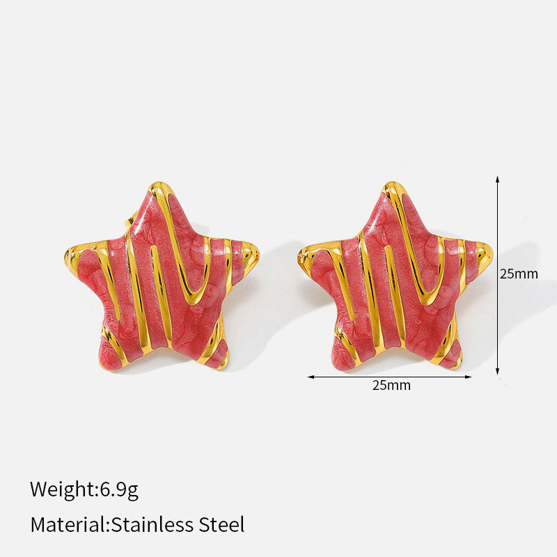 Five-pointed Star Fashion Light-luxury Oil-drop Geometric Stud Earrings