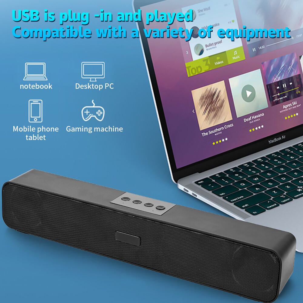 Bluetooth Sound Bar Wireless TV Soundbar 3D Home Theater Subwoofer 2 SpeakersUK
