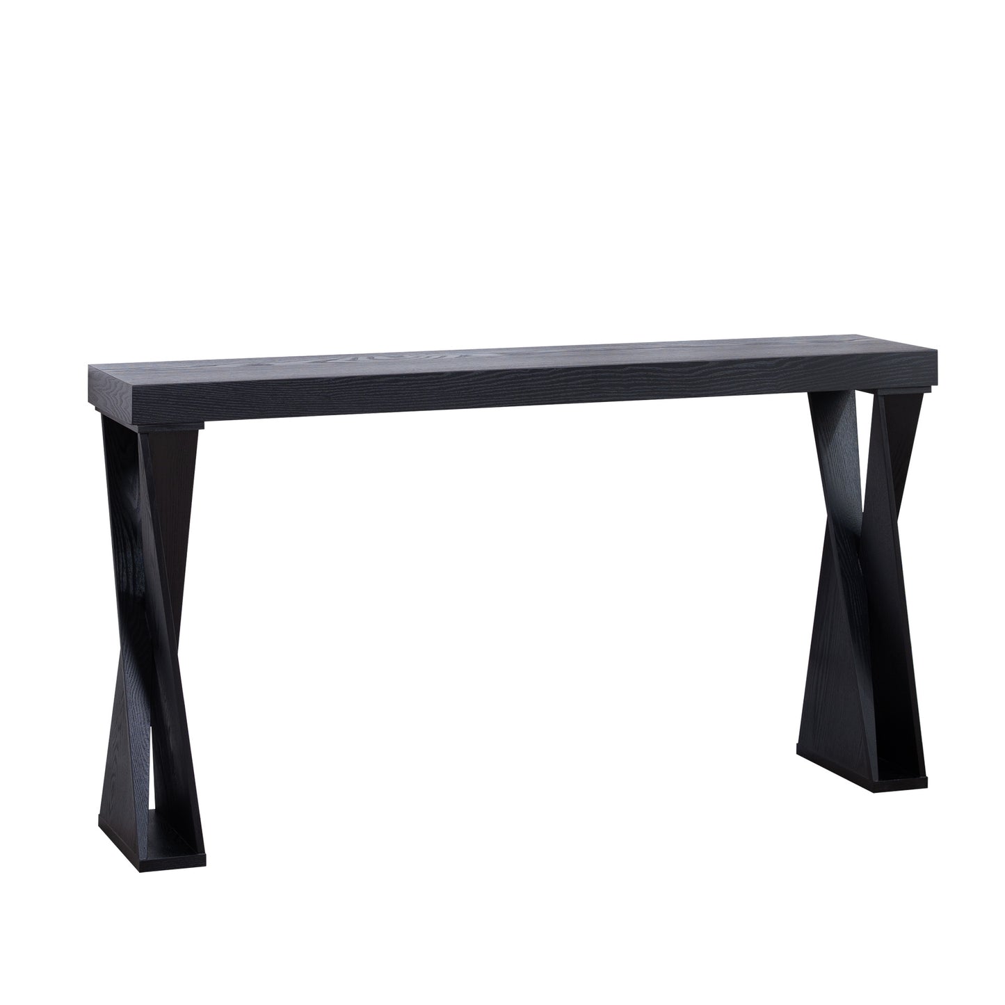 Modern Console Table   58.3  Narrow Entryway Table, Black Manufactured Wood Sofa Table With Crossed Legs For Hallway, Living Room, Or Office
