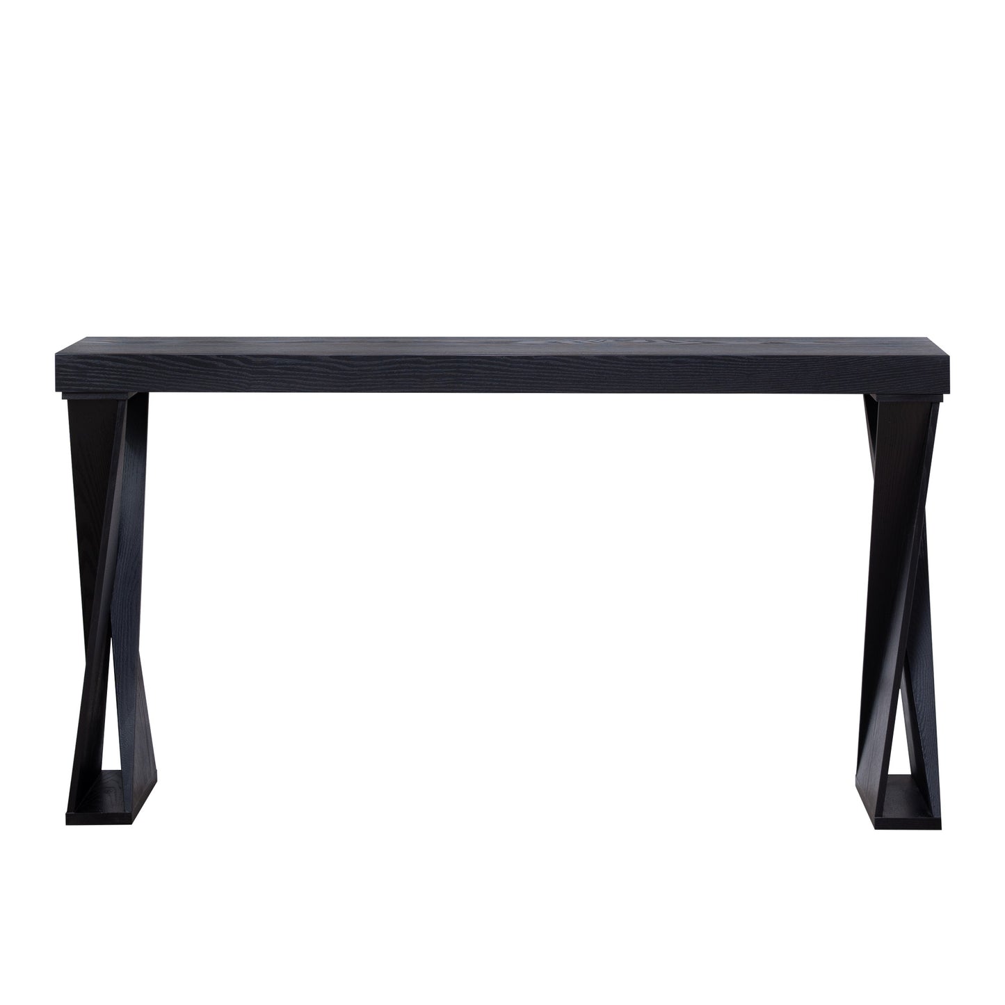 Modern Console Table   58.3  Narrow Entryway Table, Black Manufactured Wood Sofa Table With Crossed Legs For Hallway, Living Room, Or Office