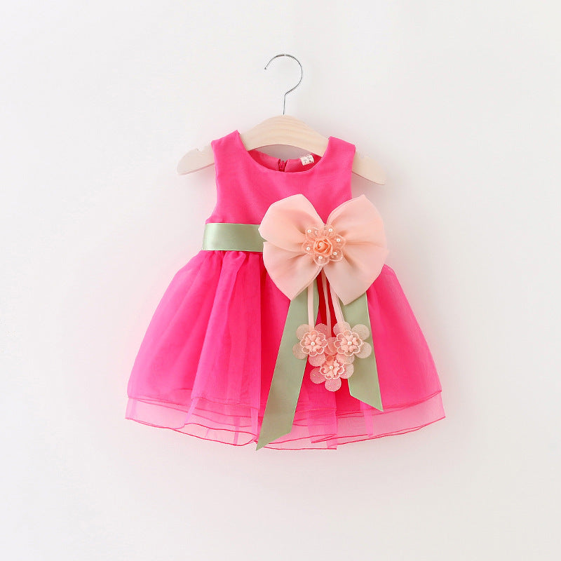 New Womens Childrens Dress Princess Style With Floral Pattern And Large Bow