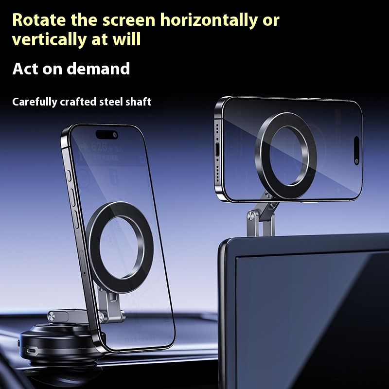 Double Suction Cup Car Mobile Phone Bracket Vacuum Adsorption Magnetic Bracket