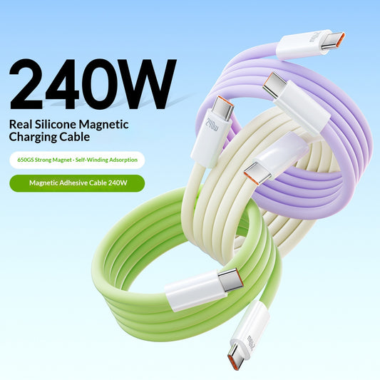 Silicone Magnetic Cable 240W Super-Fast Charging Data Cable