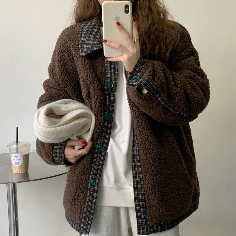 Korean Style Loose Double Layer Thickened Cotton Padded Coat Top