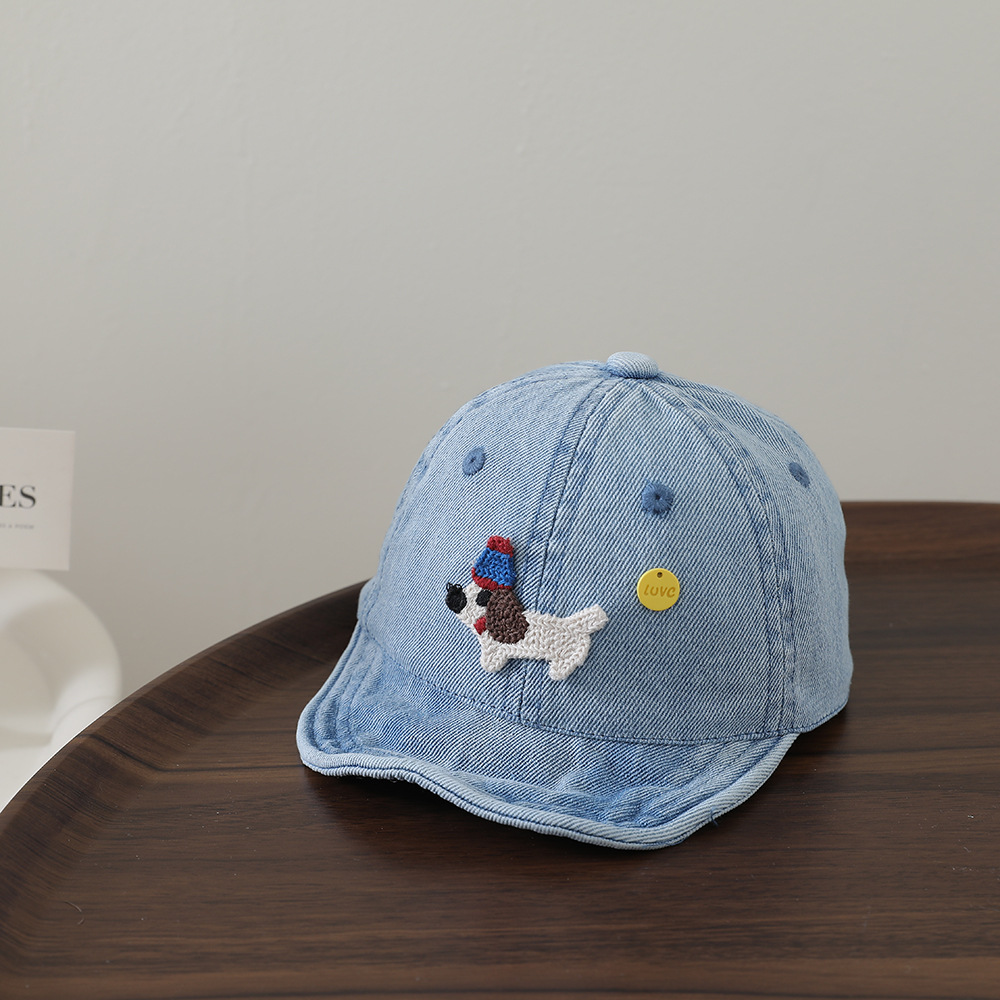 Korean-style Fashionable Cartoon Embroidered Puppy Soft-brimmed Hat, Lightweight And Breathable Children's Hat