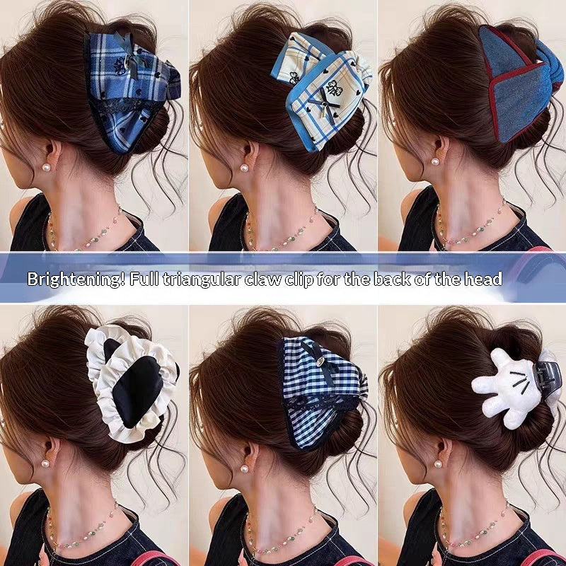 Nap Fabric Triangular Hair Clip Sophisticated Womens Style