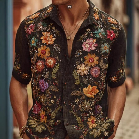 Retro-printed Mens Casual All Matching Fashion Top