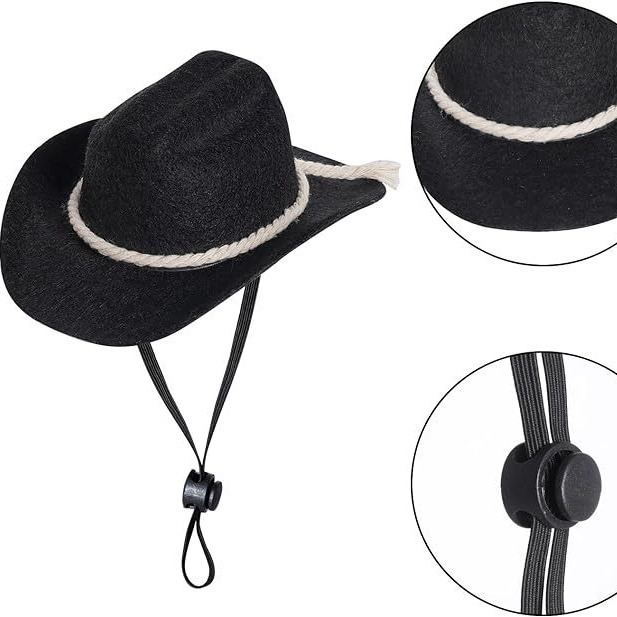Black Pet And Bib Set Cotton Rope Denim Hat With Square Scarf Cat And Dog PartyFestival Hats