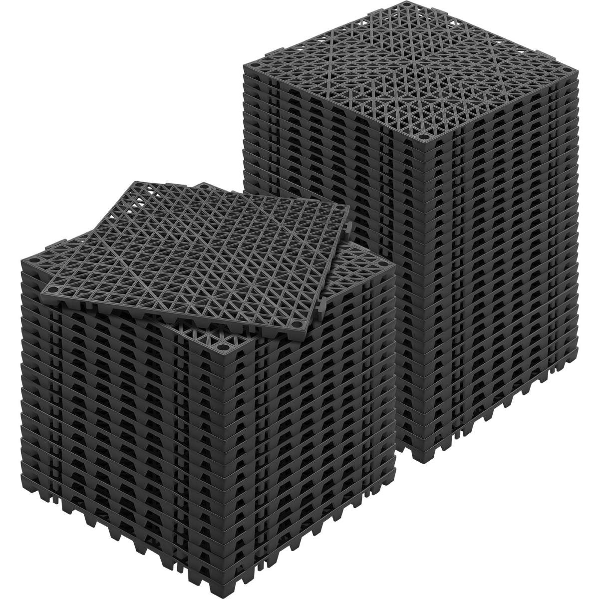 Modular Interlocking Cushion, 50 Pack 30 X 30 Cm Splicing Drainage Mats, Soft PVC Interlocking Drainage Floor Tiles, Non-Slip Drainage Hole For Restroom, Bathroom, Kitchen, Pool, Wet Area, Black