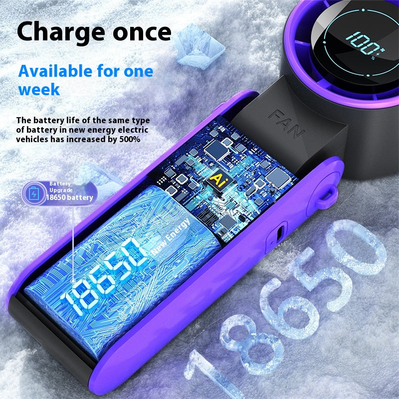 Handheld USB Charging Digital Display Portable Wind Adjustable Folding Fan