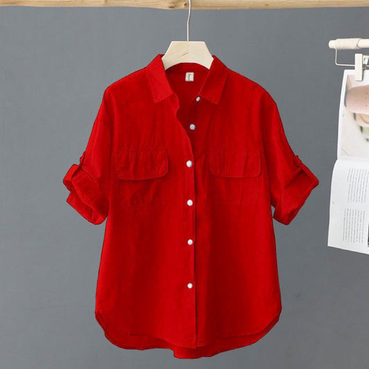 Korean-style Solid-color Age-reducing Blouse With Elegant Style
