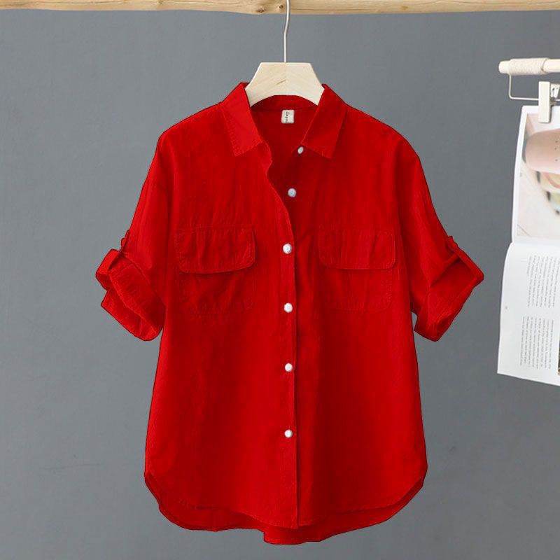 Korean-style Solid-color Age-reducing Blouse With Elegant Style