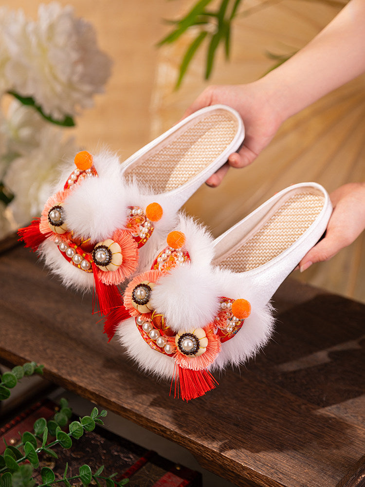 Zhensheng Happy Dongguofeng Tiger Head Shoe For Women, Adult, Summer 2026 New Design, Home Outfit Sandals, Traditional Chinese New Style Head Wrap Half Sandals