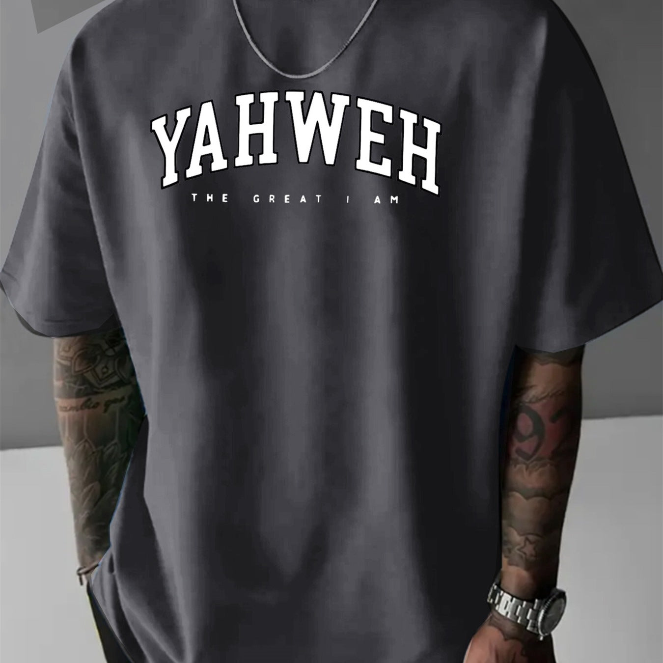 Mens Letter-print Fashion Casual Sporty Loose-fitting Crew-neck Short-sleeve