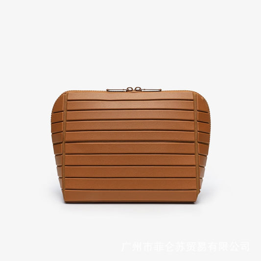 Large-capacity Partitioned Geometric Makeup Bag For Womenperfect For Travel And Commuting