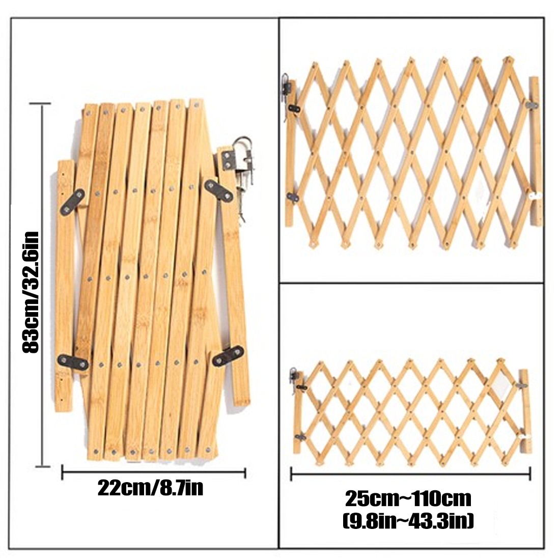 Retractable Wooden Dog Gate Pet Baby Safety Fence Barrier Doorways Stairs Garden