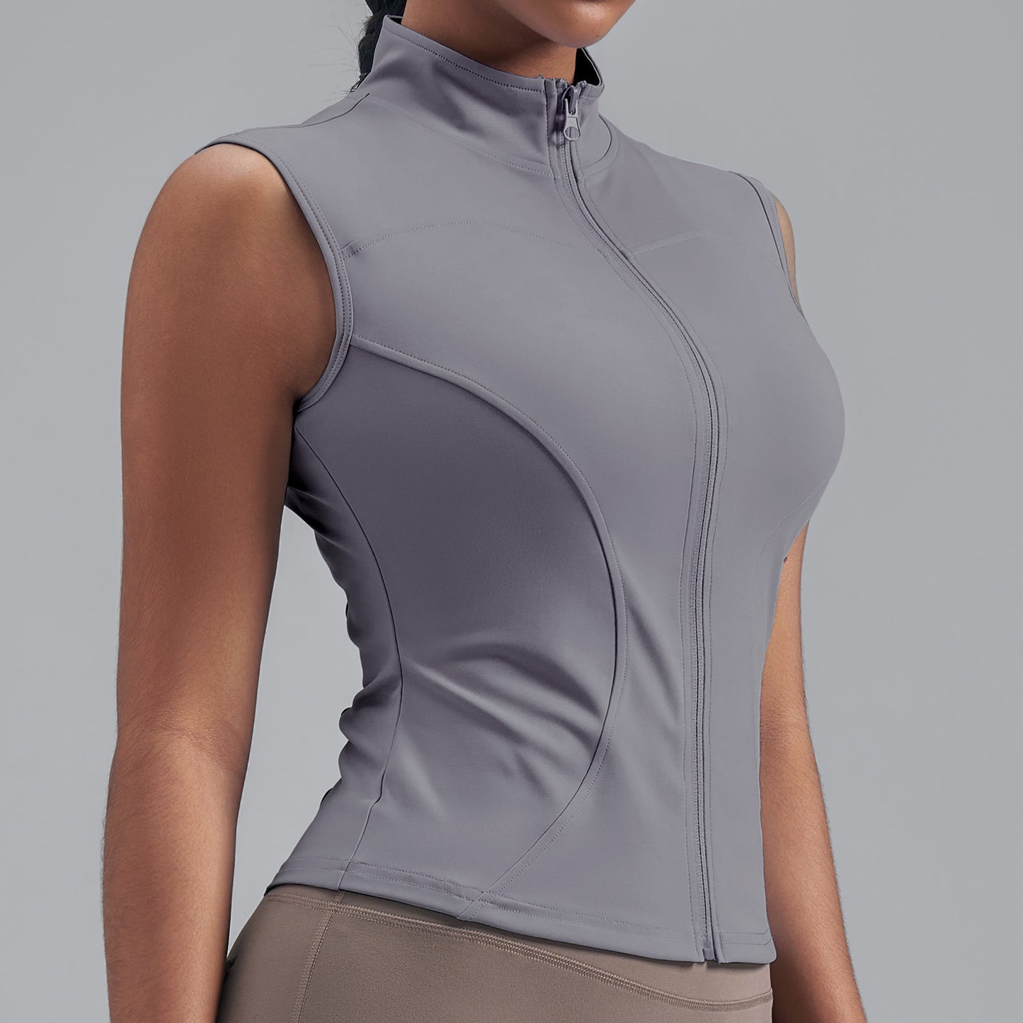 New Womens Stand-collar Sleeveless Jacket