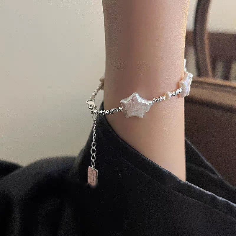 1pc 999 Sterling Silver Baroque Pearl Bracelet, Delicate Luxurious Style, Perfect For Daily Wear And Valentine's Gift