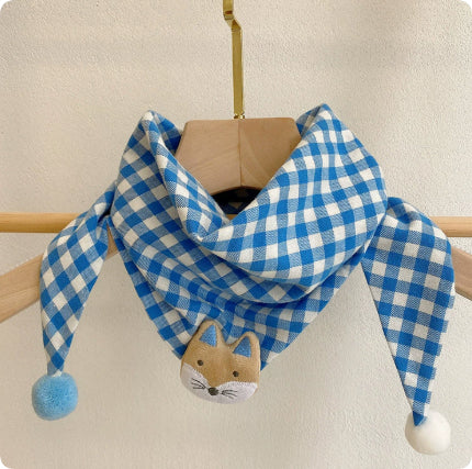 Korean-style Cotton-linen Plaid Childrens Scarf Versatile And Easy To Match