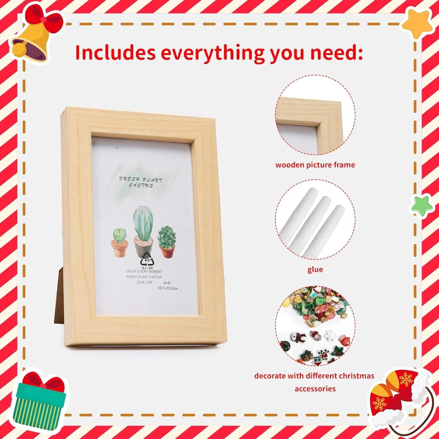 Christmas Mosaic Picture Frame Craft Kit – Mosaic Sets With Christmas Tree, Santa Claus, And Snowflakes; Mosaic Tiles For Crafts; DIY Wooden Frames; Creative Sets; Christmas Gift