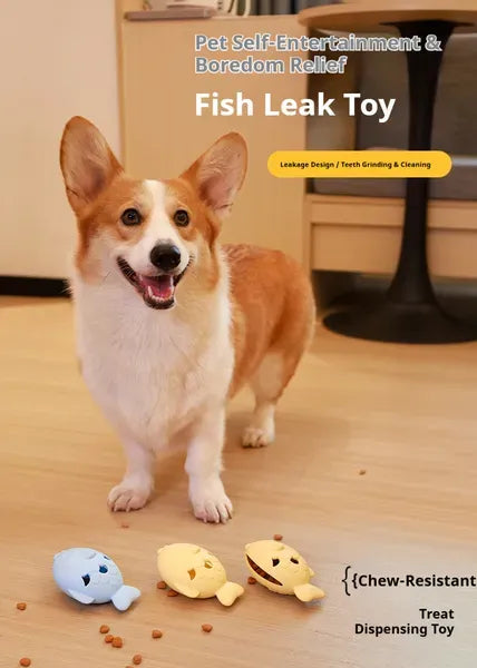 Fish-Shaped Dog Treat Dispenser Toy-Food-Grade Silicone Slow Feeder For Boredom Relief, Self-Entertainment & Pet Interaction - Durable Chew Toy With Treat Leakage Design, Teeth Cleaning Surface