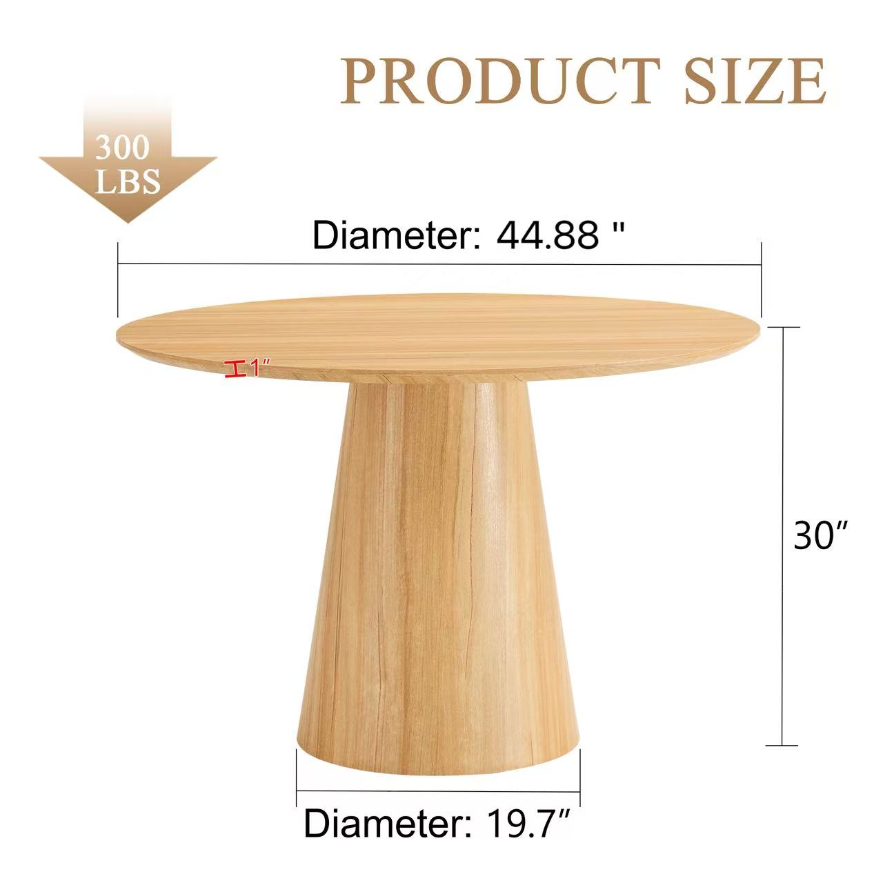 Modern Minimalist MDF Wood Texture Stickers Circular Dining Table. The Computer Desk. The Game Table. Suitable For Dining Room, Living Room, Terrace And Kitchen.