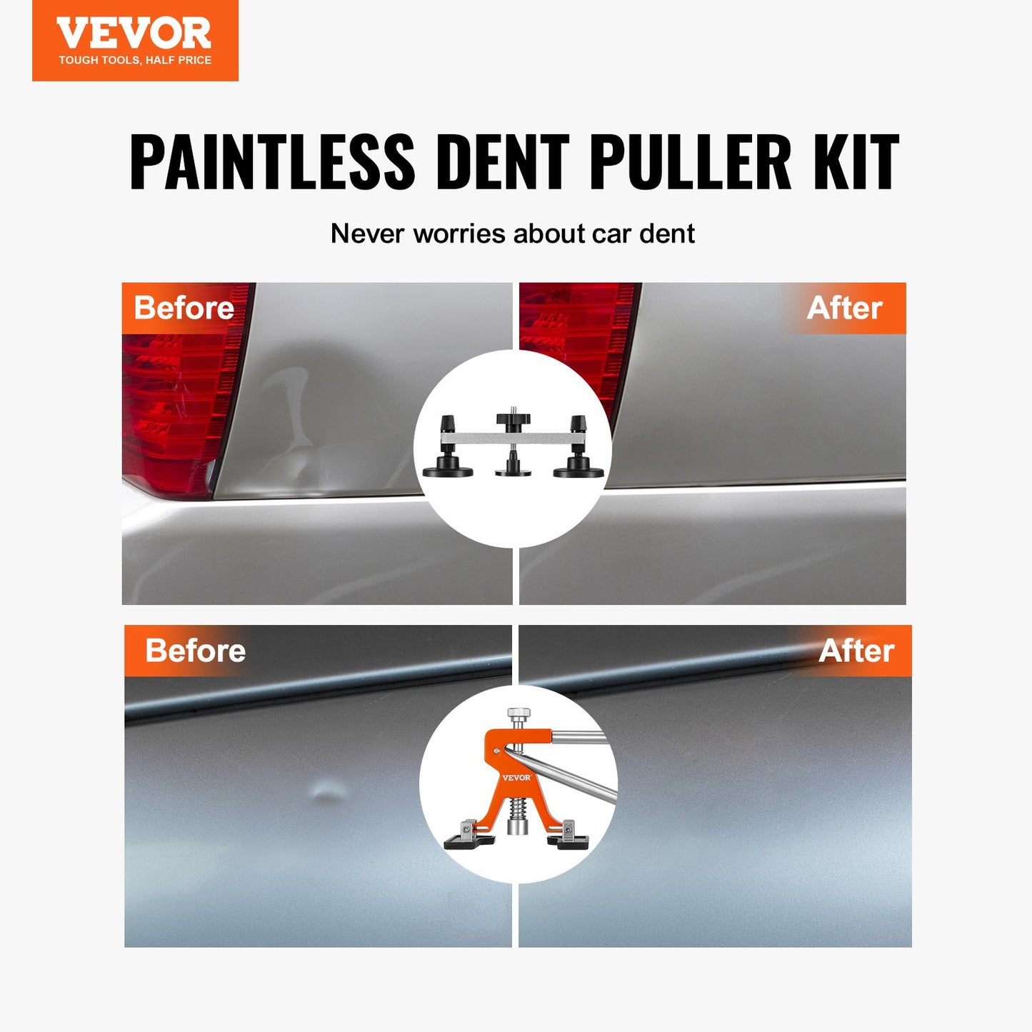 56 PCS Dent Removal Kit, Paintless Dent Repair Kit With Golden Lifter, Bridge Puller, Car Dent Puller With Puller Tabs, Hot Glue Gun For Auto Body Dents, Hail Damage, Door Ding