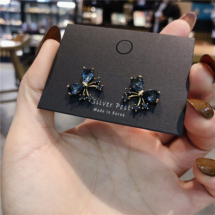 Korean Vintage S925 Sterling Silver Needle Bow Drop Earrings, Mini Delicate Teardrop Micro Paved Gold Plated Dainty Women Ear Jewelry