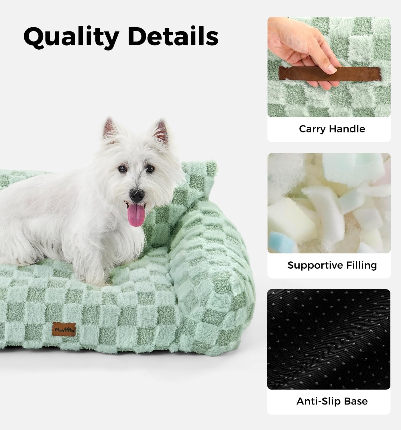 Made4Pets Medium Sage Green Plaid Pet Sofa Bed,Pickup Only