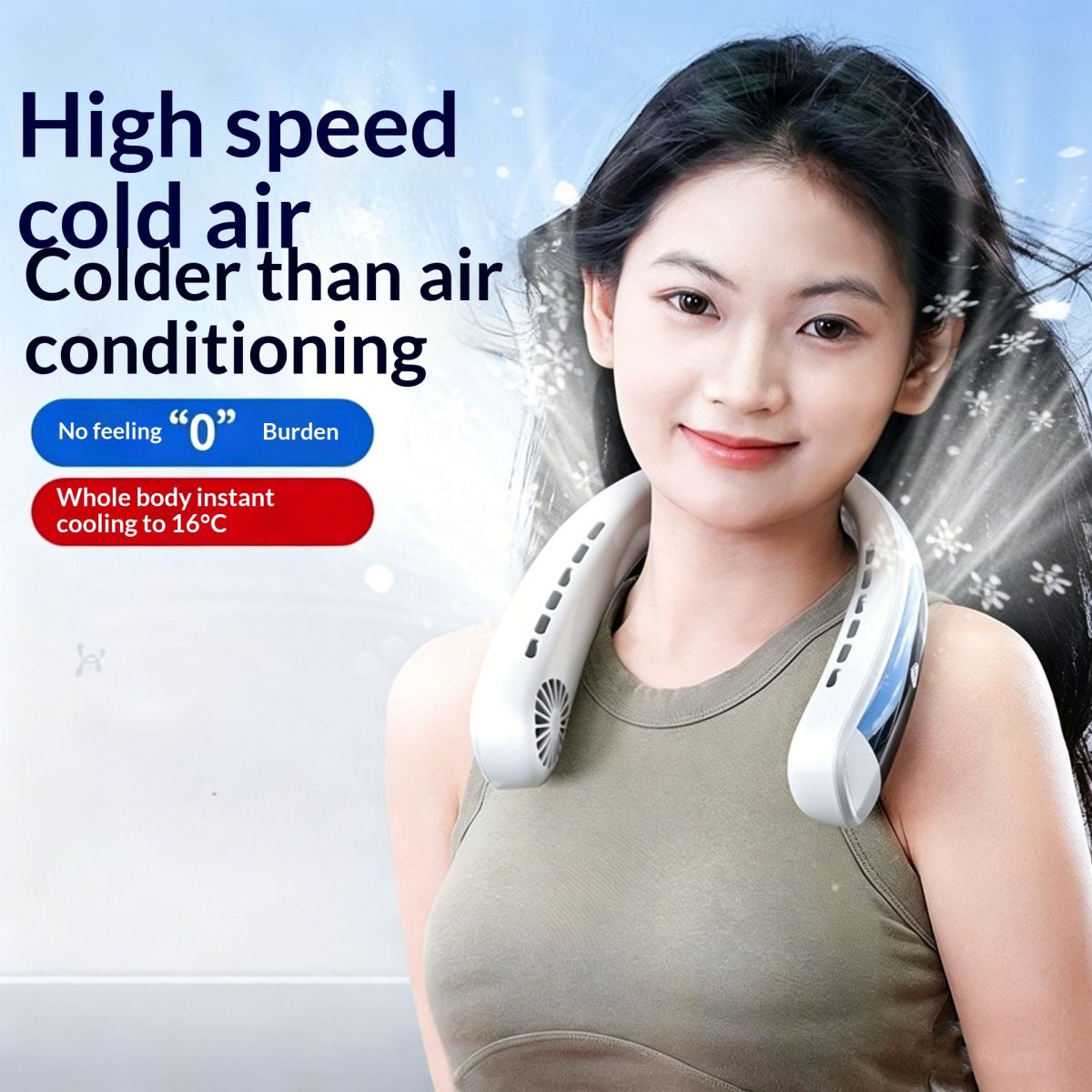 Large-Capacity Outdoor Neck-Hanging Digital Display Fan