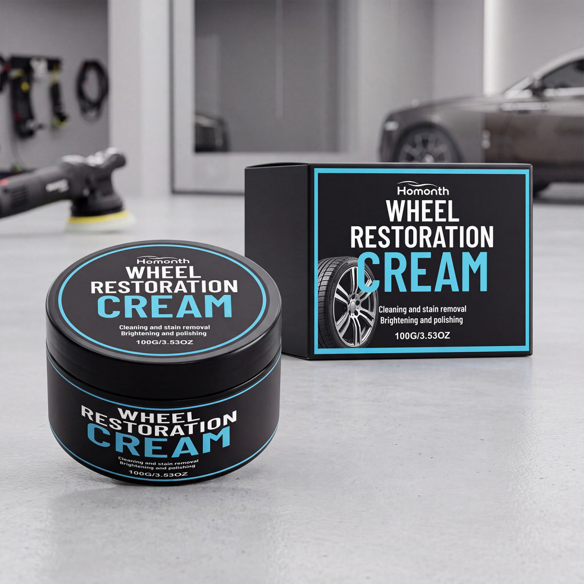 HOMONTH Tire Care Cream For Car Wheel Scratch Care, Polishing, Cleaning, Refurbishing And Detailing.