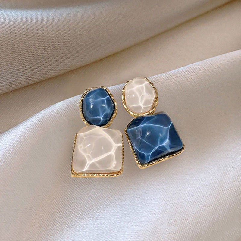Cute Blue Heart Clip On Earrings Women No Piercing Fashion Daily Wear Jewelry