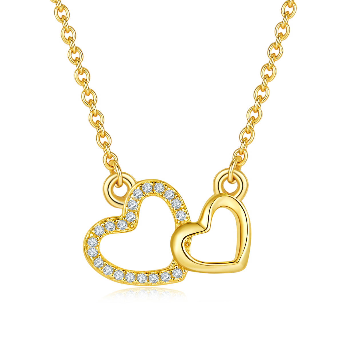 2.6g S925 Sterling Silver Moissanite Heart Necklace 45cm  21 Stone Interlocking Hearts Pendant With GRA, Platinum Plated Romantic Jewelry Gift Box Set For Women