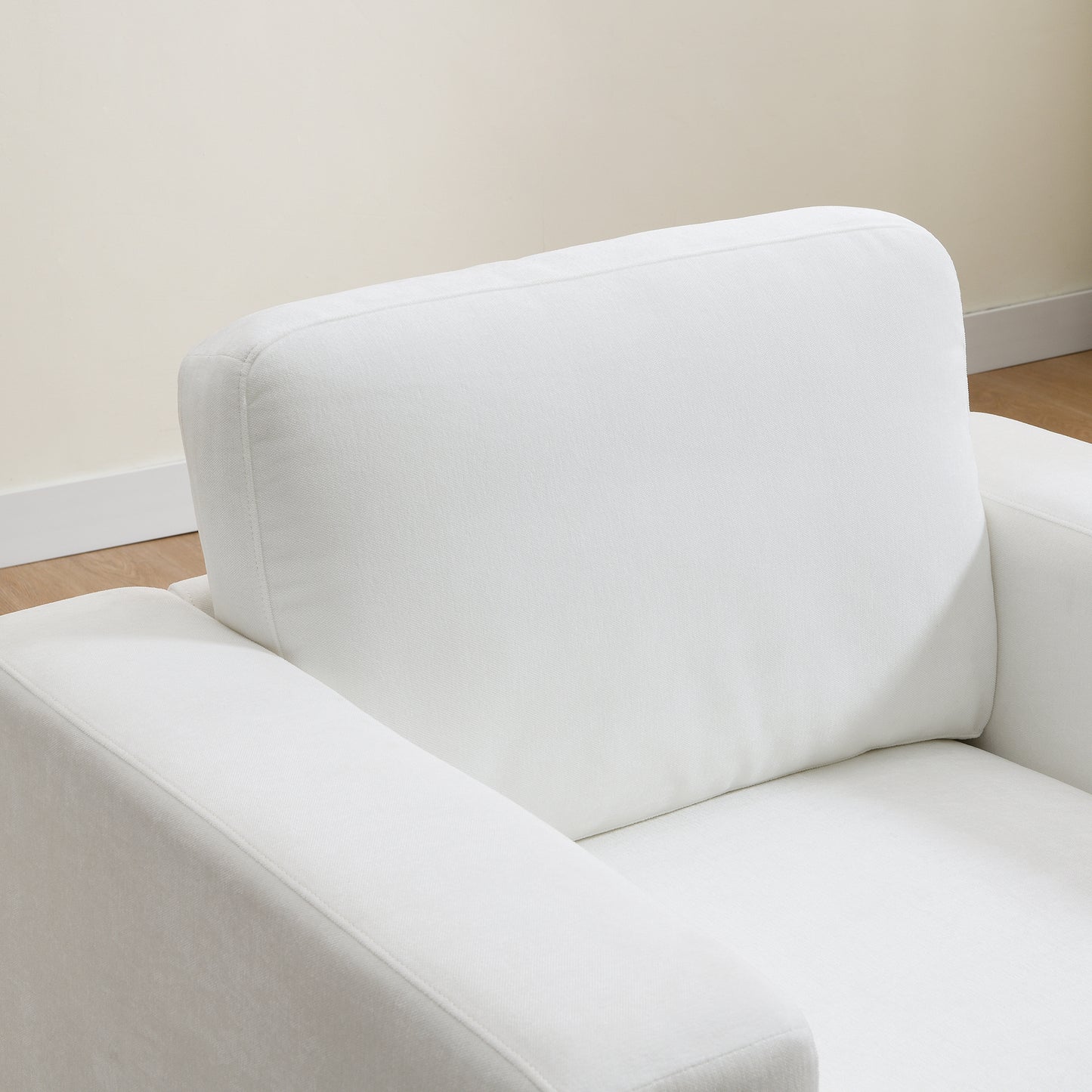 Oversized Accent Chair With Widen Arms, Chenille Fabric Modern Chair, Washable Covers, Comfy Upholstered Large Chair Armchair Sofa Chair Reading Chair For Living Room Bedroom Office, Ivory