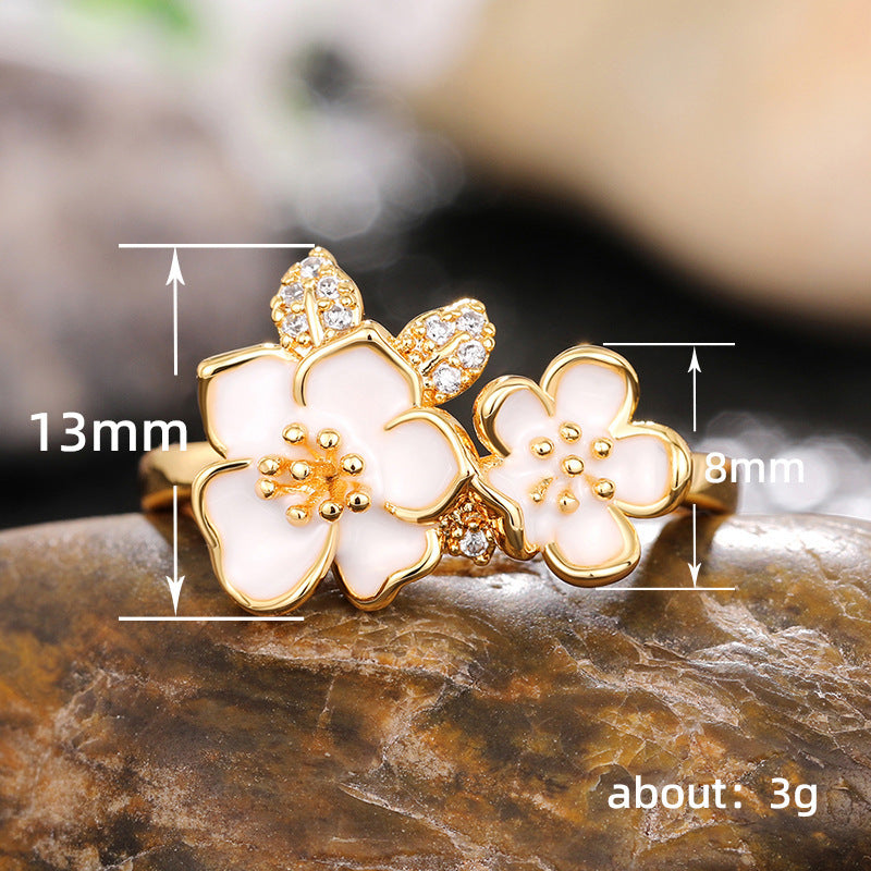 Korean-style Ethereal Camellia Ring For Women