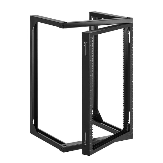 15U Wall Mount Server Rack, 150 Lbs Max Load Capacity, Open Frame Network Rack With 180 Degrees Gate Swing, Carbon Steel, For 19-Inch IT Network Equipment & AV Devices Computer Server, Black
