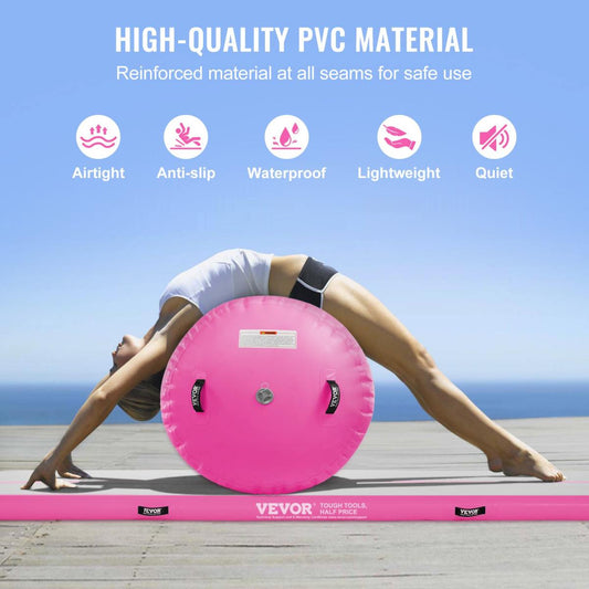 VEVOR Inflatable Gymnastics Air Mat Set, 2 PCS Tumbling Mat, Tumble Track With Electric Pump, Air Roller Barrel Gymnastics Equipment, Training Mats For Home Use Gym Yoga Cheerleading Beach Park Water
