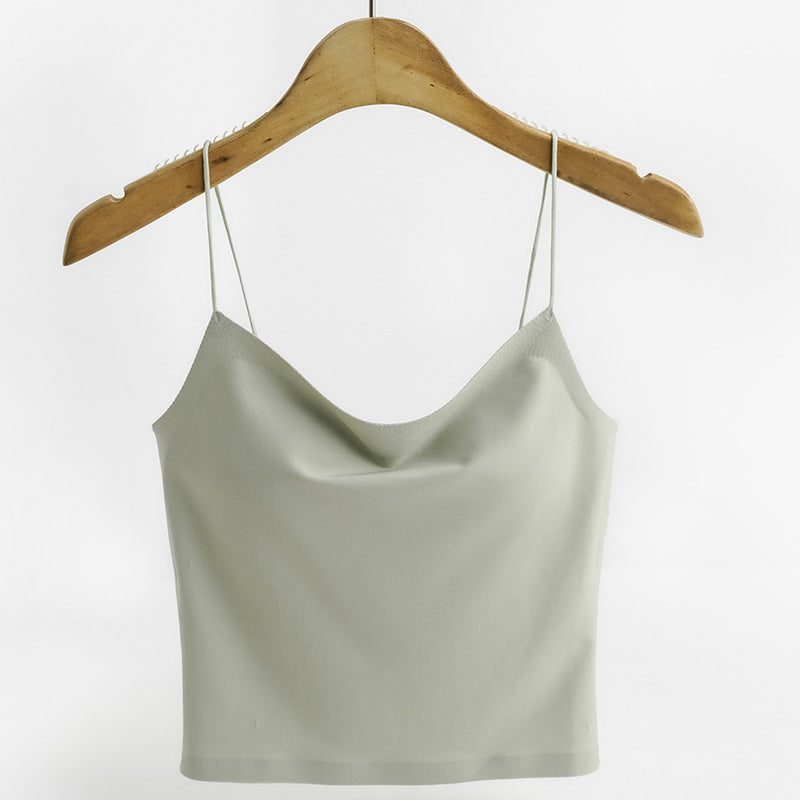 Close-fitting Beauty Back Sunderwear-free Camisole With Chest Pad Spaghetti Strap Breathable