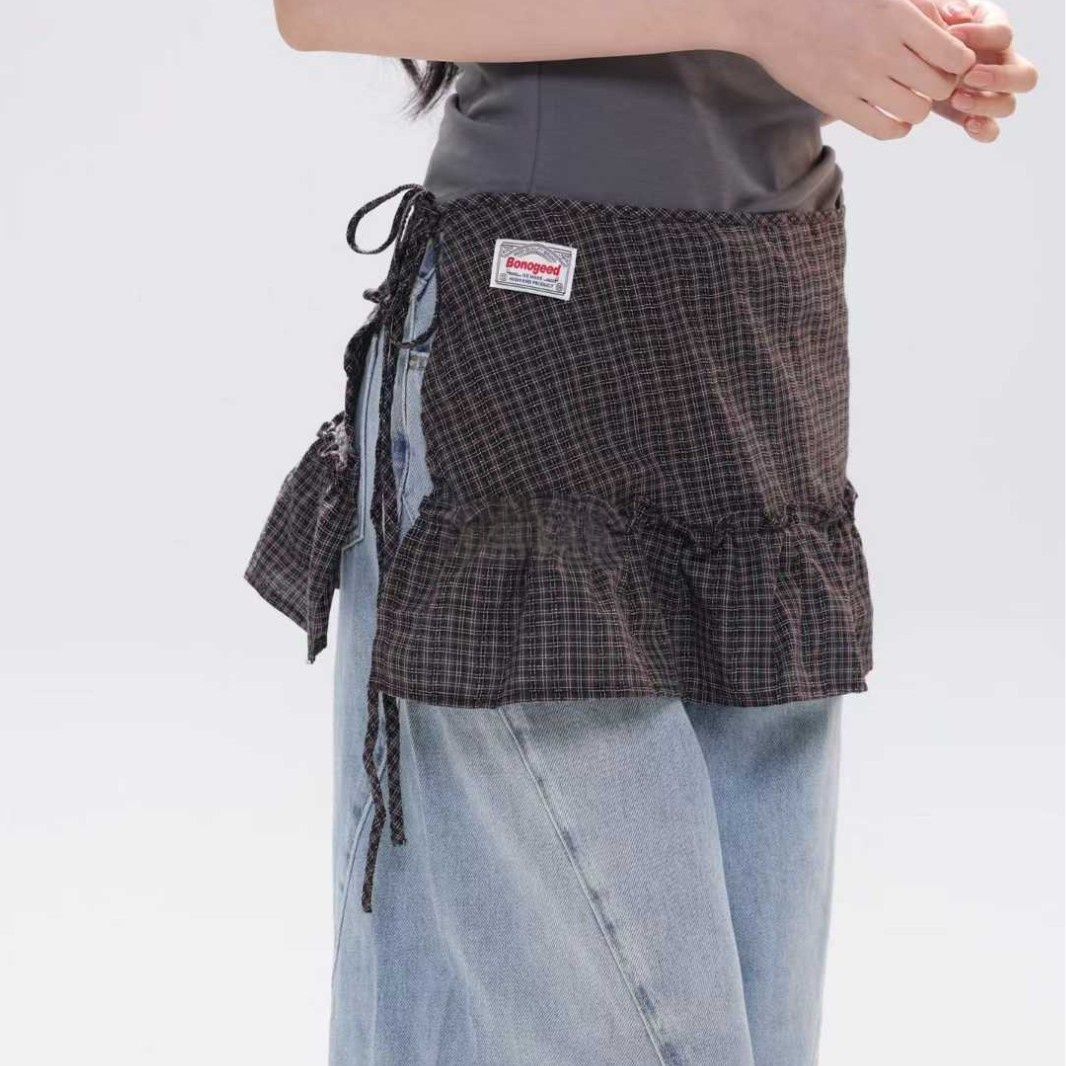 Korean-style Preppy Plaid Skirt With A Ruffled Hem And A-line Tiered Design