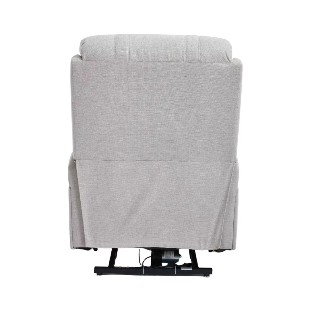 Power Lift Recliner Chair With Massage & Heat For Elderly, Dual Motor Electric Lift Recliner, Egyptian Velvet Fabric Upholstery, Side Pockets, Beige