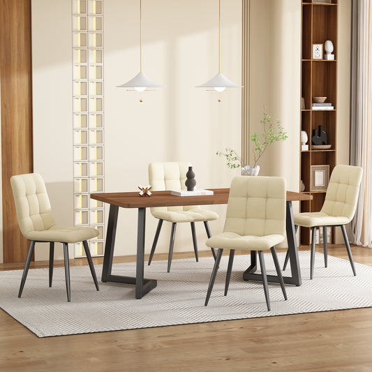 117x68cm Dining Table,  1pcs , Metal Frame Rectangular Dining Table, Wood Grain Kitchen Table With Metal Legs For Dining Room Living Room, Black  Walnut Color