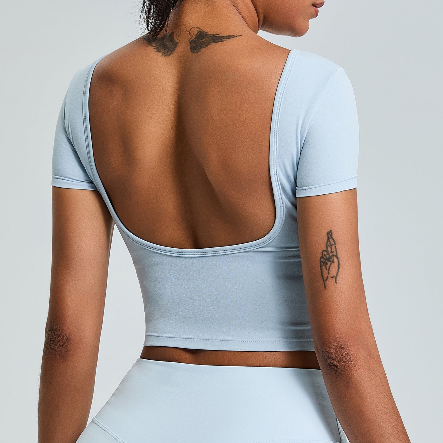 Sexy Beauty Back Yoga Clothes Short Sleeve Tight Quick-drying Exercise T-shirt