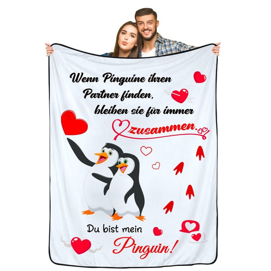 Valentine's Day Gifts For Her And Him, Anniversary Gifts For Her, “I Love You” Gifts For Women And Men, Personalized Penguin Blanket, Valentine's Day, Gifts For Partners (Women And Men) 62x52 Inches