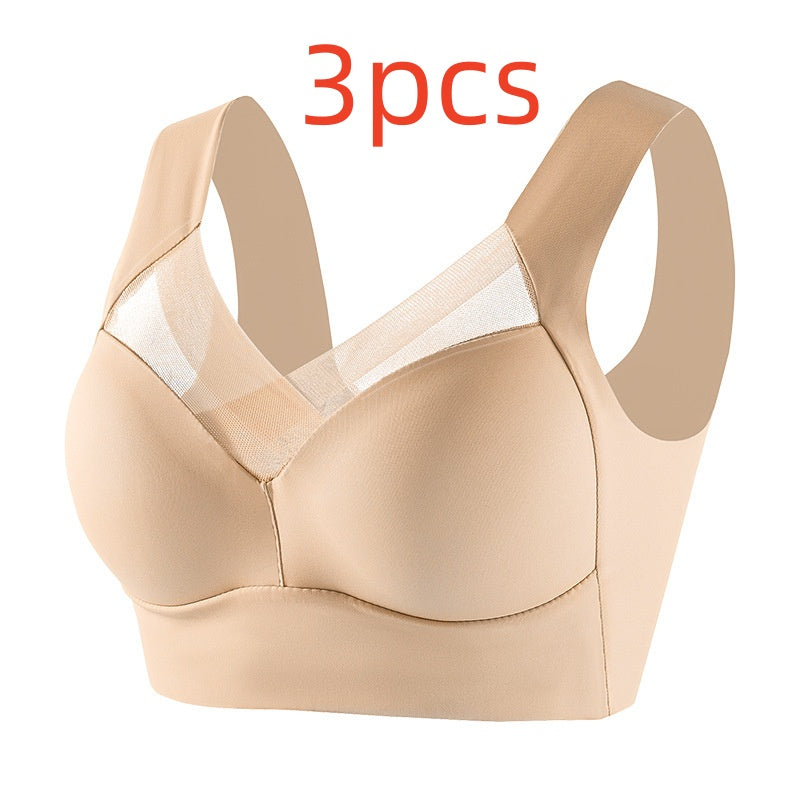 Plus Size Underwear Wireless Beauty Back Underwear Thin Push-up Adjustable Seamless Ice Silk Fixed Cup Bra Cross-border