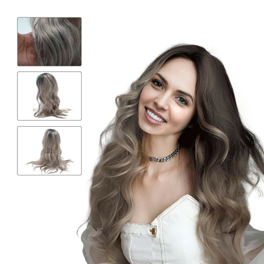 The New  Brown Gold Blonde Long Wavy Wig Synthetic Curly Hair Cosplay Fashion
