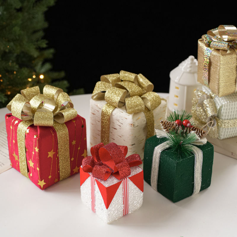 Foam Christmas Decorations Tabletop Ornaments Gift Box