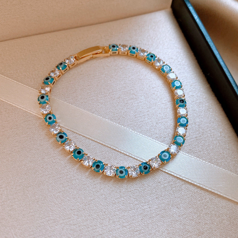 Ice Blue Zircon Bracelet Korean Ins Style  Dainty Bangle Luxury Premium Versatile Wrist Jewelry