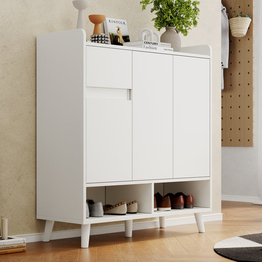 Chest Of Drawers  Sideboard  Shoe Cabinet With Adjustable Shelves - Minimalist Home Organizer With Solid Wood Legs - Dimensions H99 Cm X W90 Cm X D35 Cm