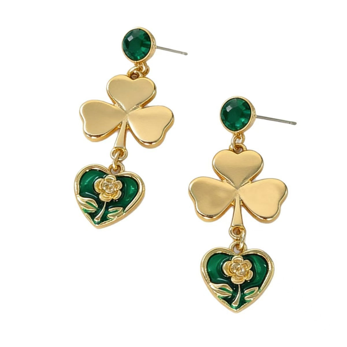 New Fashion Floral Heart Dangle Earrings For Women, Niche Unique Light Luxury High-End Temperament Elegant Daily Ear Jewelry